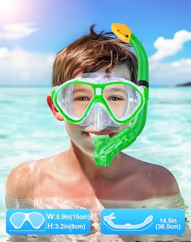 Gintenco Schnorchelset Kinder, Taucherbrille Kinder mit Schnorchel Anti-Fog Panorama-Weitsicht, Anti-Leck schnorchelmaske,Tauchmaske für Schwimmen Schnorcheln 4-16 Jahre