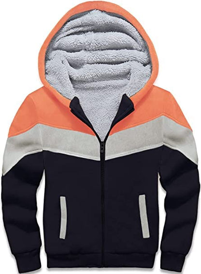 JACKETOWN Boys' Sweat Jacket Lined Children's Hoodie Sweatshirt Hoodie Fleece Jacket with Hood Long Sleeve Warm Winter Jacket Classic Pullover with Zip