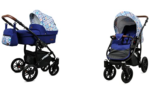 BabyLux® Kinderwagen Set 4 in 1 - Optimal - incl. Babywanne, Buggy Sportsitz, Auto-Babyschale, ISOFIX-Basisstation - Autositz - Kinderwagenset - Kombikinderwagen mit Wickeltasche usw.