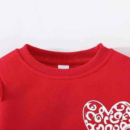 Balkorith Girls' Heart Pullover Cotton Children's Valentine's Day Sweatshirt Crew Neck Long Sleeve Winter Clothing Tops 2-7 Years