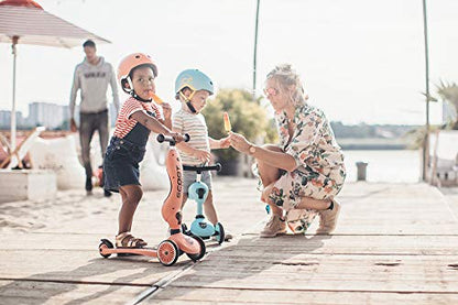 Scoot and Ride Babyhelm mit verstellbaren Trägern, Mattes Finish, Größen XXS, inklusive LED-Sicherheitslicht und weicher Fleece-Polsterung für zusätzlichen Schutz