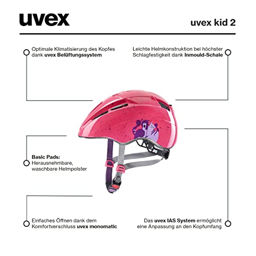 uvex Kid 2 - Lightweight bicycle helmet for children - individual size adjustment - expandable with LED light 