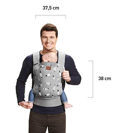Kinderkraft Babytrage MILO, Rückentrage, Bauchtrage für Säuglinge und Kleinkinder, Baby Carrier, Kindertrage, Ergonomisch, aus Baumwolle, Leichte Konstruktion, ab 3 Monate bis 20 kg, Grau