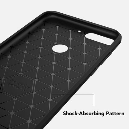NALIA Silikonhülle für Huawei Y7 (2018) – Rutschfest & Matt – VORTEX (Gebürstete Optik & Carbon Design) – Marke aus Berlin