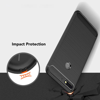 NALIA Silikonhülle für Huawei Y7 (2018) – Rutschfest & Matt – VORTEX (Gebürstete Optik & Carbon Design) – Marke aus Berlin