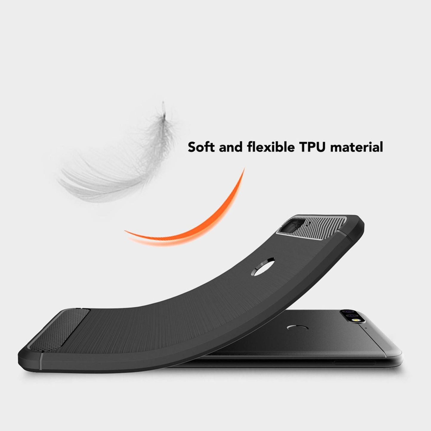 NALIA Silikonhülle für Huawei Y7 (2018) – Rutschfest & Matt – VORTEX (Gebürstete Optik & Carbon Design) – Marke aus Berlin