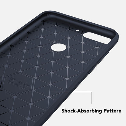 NALIA Silikonhülle für Huawei Y7 (2018) – Rutschfest & Matt – VORTEX (Gebürstete Optik & Carbon Design) – Marke aus Berlin