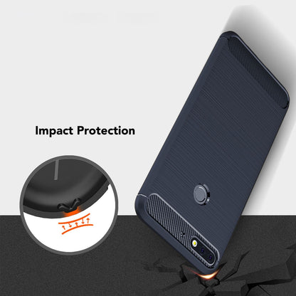 NALIA Silikonhülle für Huawei Y7 (2018) – Rutschfest & Matt – VORTEX (Gebürstete Optik & Carbon Design) – Marke aus Berlin