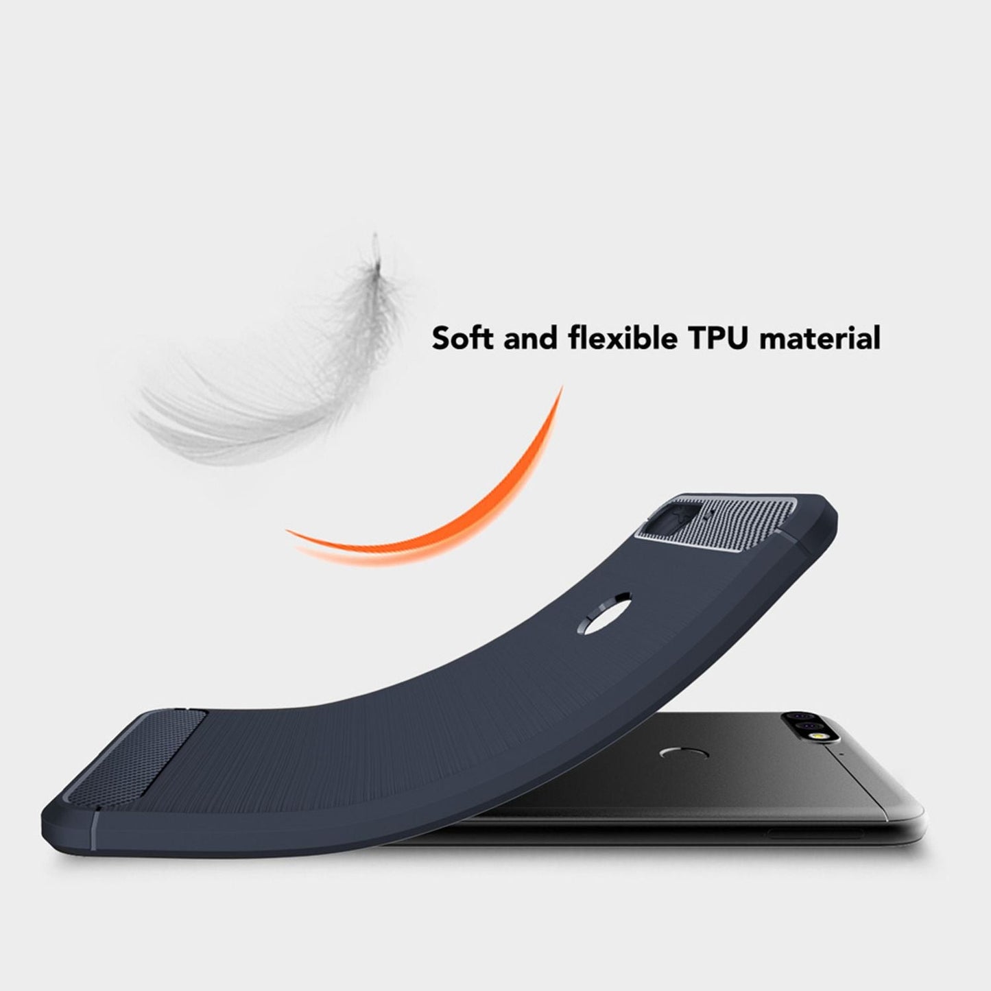 NALIA Silikonhülle für Huawei Y7 (2018) – Rutschfest & Matt – VORTEX (Gebürstete Optik & Carbon Design) – Marke aus Berlin