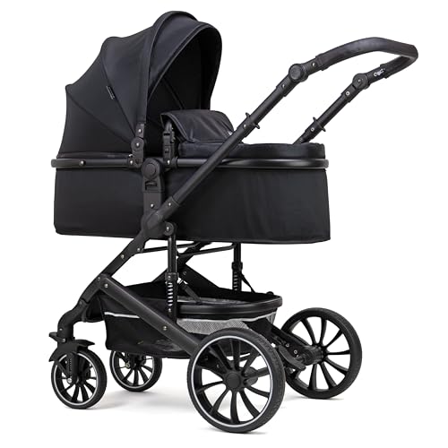 Pixini Neyla Combi Pushchair with Accessories (3-in-1 Set with Baby Seat Black/Black)