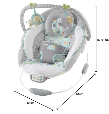 Ingenuity, Morrison Baby Rocker with Soothing Vibrations &amp; 8 Melodies, Play Arch with 2 Toys, Volume Control, Padded Headrest, 3-Point Harness, from Birth to 9 kg 