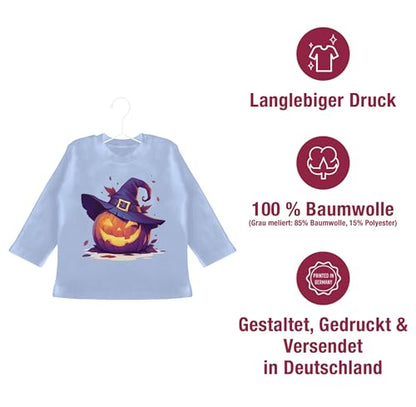 Shirtracer - Baby Long Sleeve Shirt - Babies - Scary Pumpkin | Scary Witch Pumpkin | Scary Pumpkin | Spooky Pumpkin | Pumpkin Face Halloween