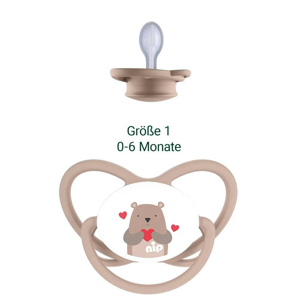NIP Butterfly Spar-Set Schnuller Butterfly 4er Pack, Größe 1 (0-6 Monate) beige/rose, Extra flaches und weiches Saugteil aus Silikon, Kiefergerecht und Stillfreundlich