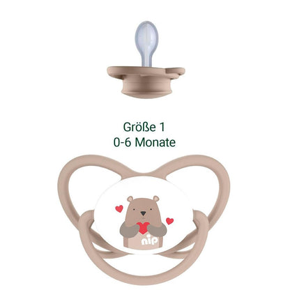 NIP Butterfly Spar-Set Schnuller Butterfly 4er Pack, Größe 1 (0-6 Monate) beige/rose, Extra flaches und weiches Saugteil aus Silikon, Kiefergerecht und Stillfreundlich