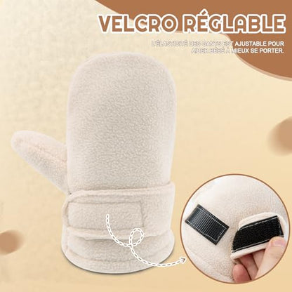 SEYUFN Baby Winter Gloves Fleece Lining Toddler Boys Warm Soft Baby Girls Adjustable Gloves Outdoor Gloves