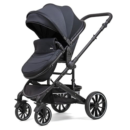 Pixini Neyla Combi Pushchair with Accessories (3-in-1 Set with Baby Seat Black/Black)