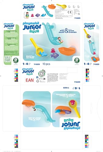 PLAYMOBIL Junior Aqua 71687 Bath Island with Water Slide Sustainable Toy for Children from 1 Year