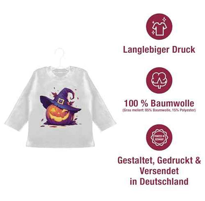 Shirtracer - Baby Long Sleeve Shirt - Babies - Scary Pumpkin | Scary Witch Pumpkin | Scary Pumpkin | Spooky Pumpkin | Pumpkin Face Halloween