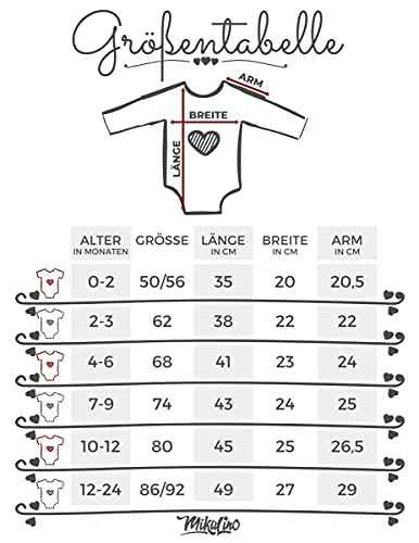 Mikalino Baby Bodysuit with Saying in German for Boys, Girls, Unisex, Long Sleeve, Mein erstes Weihnachten Saying (Christmas Elf), Hand Printed in Germany, Handmade with Love