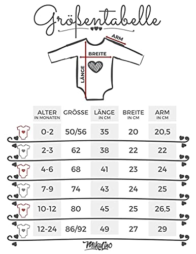 Mikalino Baby Bodysuit with Saying in German for Boys, Girls, Unisex, Long Sleeve, Mein erstes Weihnachten Saying (Christmas Elf), Hand Printed in Germany, Handmade with Love