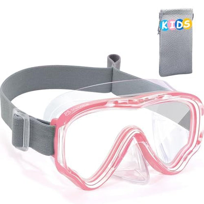 Vvinca Children's Diving Goggles with Fabric Band, Swimming Goggles Children for Years Boys Girls, Snorkel Mask Children 180° Panorama Anti-Leak Diving Mask Children for 3-13 Years