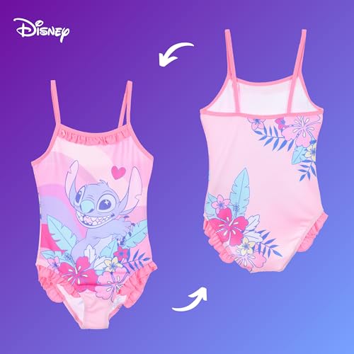 Disney Girls Stitch Swimsuit Rainbow One Piece Swimsuit for Girls Sizes 3 to 8 Years