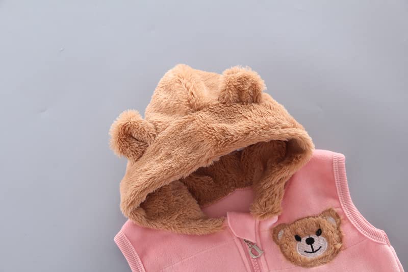 Children Warm Clothes Children Jumpsuit Vest Sleeveless Hooded Child Winter Three Pieces Clothes Child Long Sleeve Sweatshirt Pants Set Children Cartoon Bear Clothes 0-4 Years 
