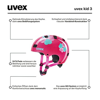 uvex Kid 3 - robust bicycle helmet for children - individual size adjustment - washable interior 