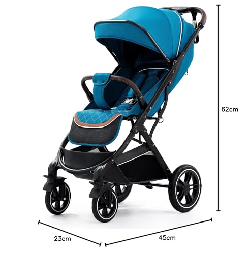 YAZOCO Baby Stroller, 0-4 Years Buggy Small Foldable 0-22kg Buggy Small Folding Foot Cover Rain Cover (Grey)