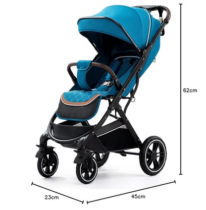 YAZOCO Baby Stroller, 0-4 Years Buggy Small Foldable 0-22kg Buggy Small Folding Foot Cover Rain Cover (Grey)