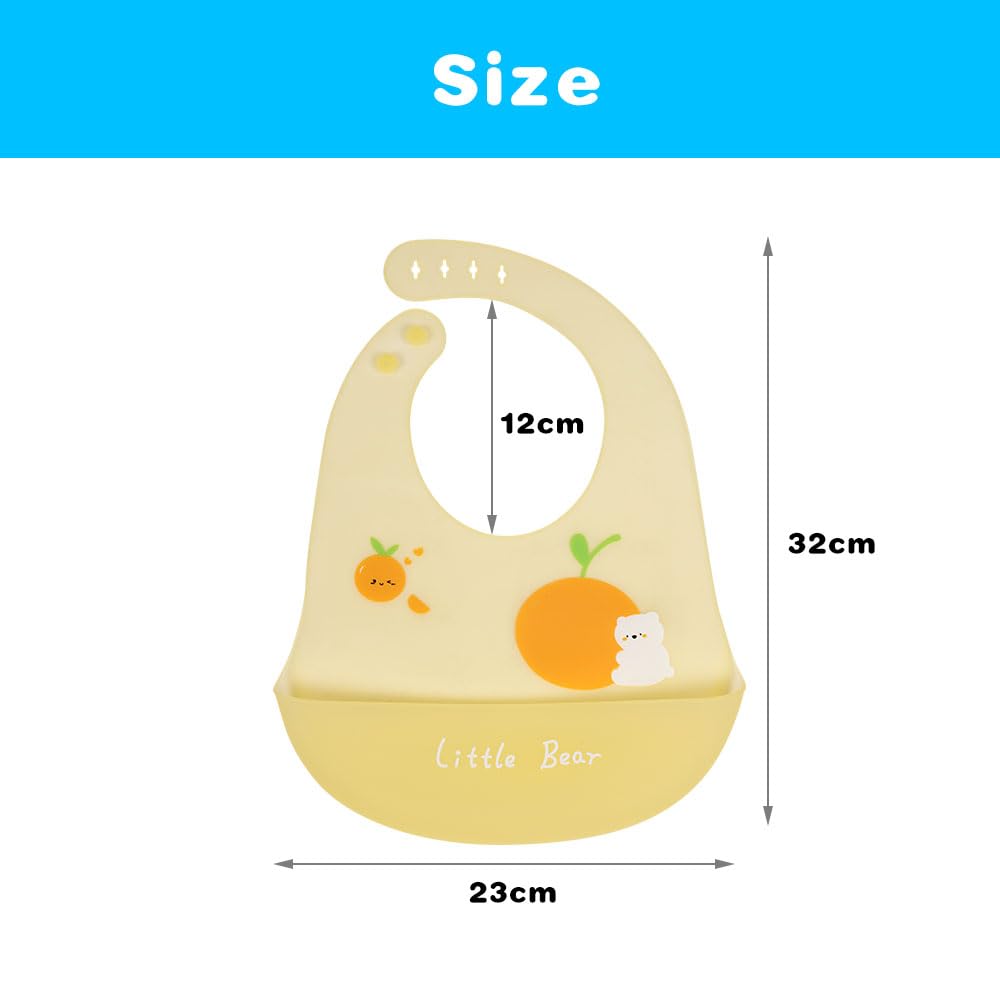 Vicloon Silikon Baby Lätzchen, 2 Stück Baby Lätzchen mit Auffangschale, BPA Frei, Einfache Reinigung, Wasserdicht Silikon-lätzchen für Jungen Mädchen, Kaninchen-Einhorn（Rosa）