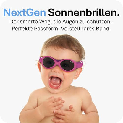 Mausito BABY Sonnenbrille 0-18 Monate Mädchen I VERGLEICHSSIEGER Sonnenbrille Baby 100% UV-Schutz I BIEGSAM & verstellbares Band I Schadstofffrei I Europäisches Design für Kinder gemacht