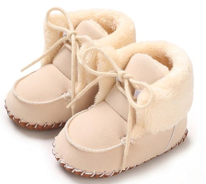 Adigau Baby Boys Girls Winter Boots Soft Sole Warm Boots Lace Flat Prewalker Snow Boots 0-18 Months