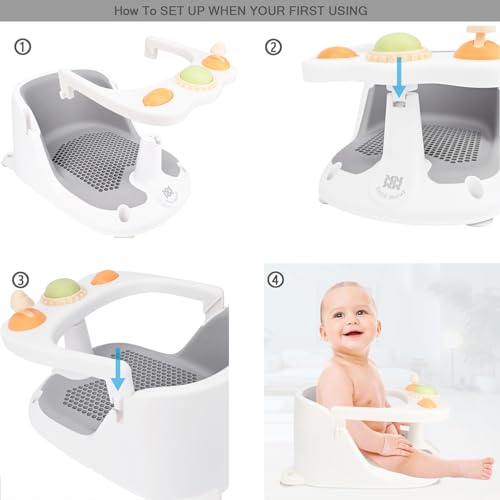 Bebamour Baby Bath Seat 6 Months + Child Bathtub Non-Slip Bath Chair, Water Jug