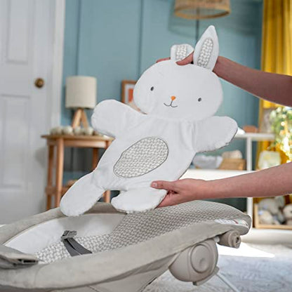 Ingenuity, InLighten Babywippe Babyschaukel mit Lichtern, Nate Bunny, Spielzeugleiste, Vibrationen, Geräuschen, Tummy Time Kissenmatte, bis zu 20 lbs, Neugeborenes+