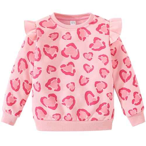 Balkorith Girls' Heart Pullover Cotton Children's Valentine's Day Sweatshirt Crew Neck Long Sleeve Winter Clothing Tops 2-7 Years