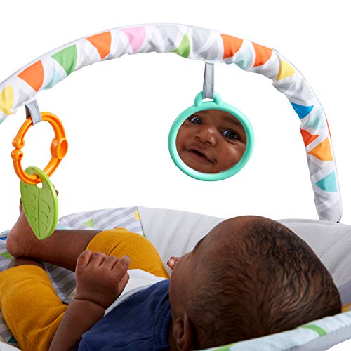 Bright Starts, Babywippe Babyschaukel Safari Fun mit Beruhigenden Vibrationen, Spielbogen mit 2 Spielzeugen, 3-Punkte-Gurt Sitz, Maschinenwaschbares Sitzpolster, ab der Geburt bis 9kg