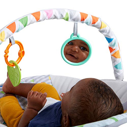 Bright Starts, Babywippe Babyschaukel Safari Fun mit Beruhigenden Vibrationen, Spielbogen mit 2 Spielzeugen, 3-Punkte-Gurt Sitz, Maschinenwaschbares Sitzpolster, ab der Geburt bis 9kg