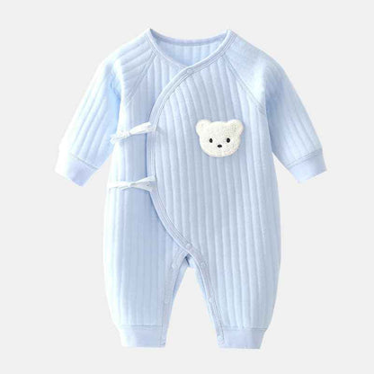 Babyfond 1 Pack Baby Bodysuit, Newborn Baby Warm Cotton Bodysuit with Hat, 100% Cotton Toddler Homewear Thickened Spring and Autumn Clothing