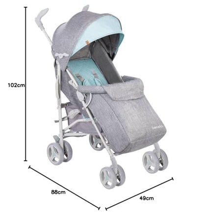 Lionelo Irma Pushchair up to 15 kg, Lightweight Modern Pushchair with Reclining Function, Foldable, Large 6 Inch Wheels, Large Basket, Bag, Mosquito Net 