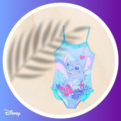 Disney Girls Stitch Swimsuit Rainbow One Piece Swimsuit for Girls Sizes 3 to 8 Years