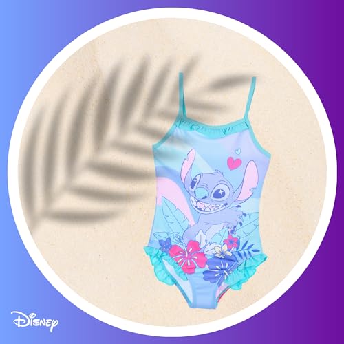 Disney Girls Stitch Swimsuit Rainbow One Piece Swimsuit for Girls Sizes 3 to 8 Years