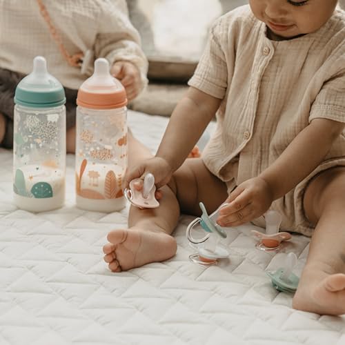 Suavinex, Set mit 2 Schnullern für Babys 0-6 Monate, Symmetrisch, Super weich und flexibel, Dreams Pink, 2er-Pack