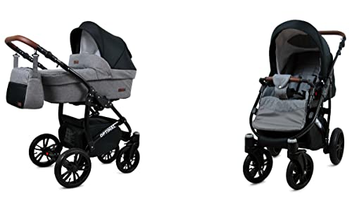 BabyLux® Kinderwagen Set 4 in 1 - Optimal - incl. Babywanne, Buggy Sportsitz, Auto-Babyschale, ISOFIX-Basisstation - Autositz - Kinderwagenset - Kombikinderwagen mit Wickeltasche usw.