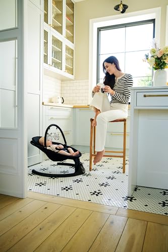 MoMi KENANI baby bouncer for children up to 9 kg, foldable, with remote control &amp; Bluetooth for connecting to a smartphone, battery or power connection, with 5-point safety belt, sun protection, insect net 