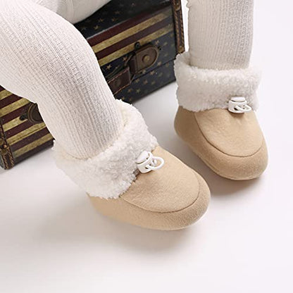Tolaler Baby Newborn Fleece Booties Unisex, Thickened Lining, Warm Baby Winter Shoes, Adjustable Non-Slip with Soft Sole, Baby Booties/Everyday Wear (0–18 Months)