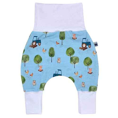 Handmade Baby Baggy Trousers, Handmade Cotton Jersey Grows with Your Gown, Sizes 50-74, 68-86, 92-104, Fairly Produced in Germany (Sea Creatures, 50-74)