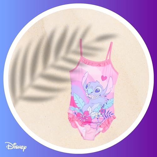 Disney Girls Stitch Swimsuit Rainbow One Piece Swimsuit for Girls Sizes 3 to 8 Years