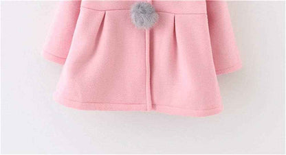 EDOTON Baby Girls' Cotton Coats Spring Autumn Winter Jackets with Hair Balls Rabbit Ear Toddler Warm Clothing