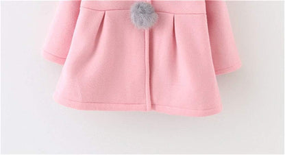 EDOTON Baby Girls' Cotton Coats Spring Autumn Winter Jackets with Hair Balls Rabbit Ear Toddler Warm Clothing